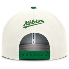 Athletics Nike Cooperstown Pro Dri-FIT Snapback Hat - Cream/Green Hats