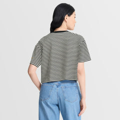 Pittsburgh Steelers Women's Striped Cropped T-Shirt Black/Cream