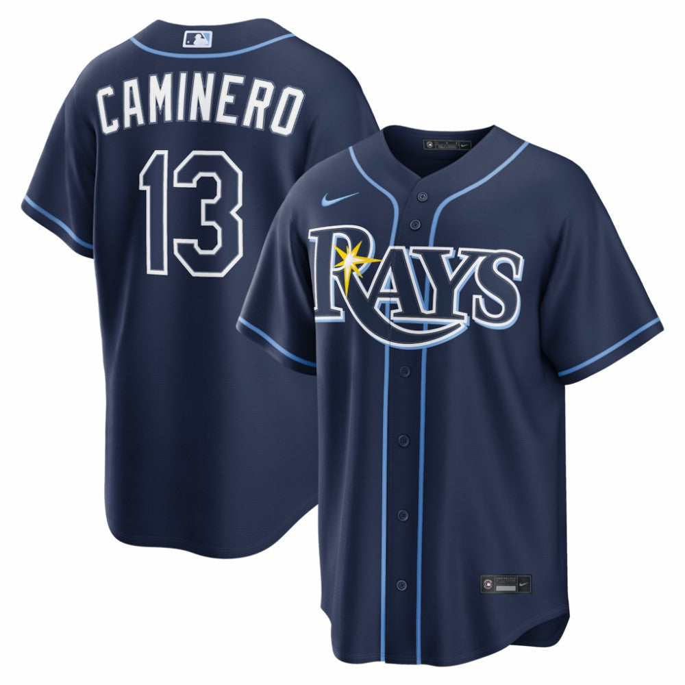 MLB Junior Caminero Tampa Bay Rays Nike Road Replica Jersey - Navy