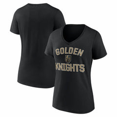 NHL Vegas Golden Knights Logo Athletic Women's Arch Victory V-Neck T-Shirt - Black
