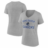 NHL Vancouver Canucks Logo Athletic Women's Arch Victory V-Neck T-Shirt - Heather Gray