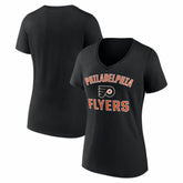 NHL Philadelphia Flyers Logo Athletic Women's Arch Victory V-Neck T-Shirt - Black