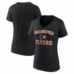 NHL Philadelphia Flyers Logo Athletic Women's Arch Victory V-Neck T-Shirt - Black