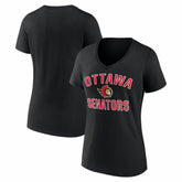 NHL Ottawa Senators Logo Athletic Women's Arch Victory V-Neck T-Shirt - Black
