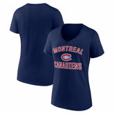 NHL Montreal Canadiens Logo Athletic Women's Arch Victory V-Neck T-Shirt - Navy