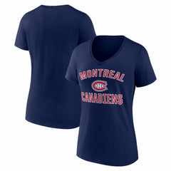 NHL Montreal Canadiens Logo Athletic Women's Arch Victory V-Neck T-Shirt - Navy