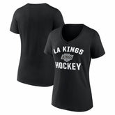 NHL Los Angeles Kings Logo Athletic Women's Arch Victory V-Neck T-Shirt - Black