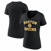 NHL Boston Bruins Logo Athletic Women's Arch Victory V-Neck T-Shirt - Black