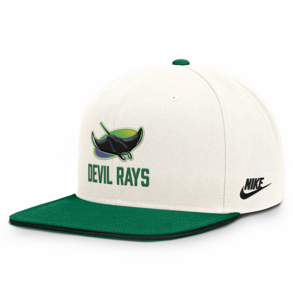 Tampa Bay Rays Nike Cooperstown Pro Dri-FIT Snapback Hat - Cream/Green Hats