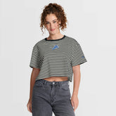Detroit Lions Women's Striped Cropped T-Shirt Black/Cream