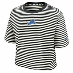 Detroit Lions Women's Striped Cropped T-Shirt Black/Cream
