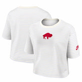 Buffalo Bills Women's Striped Cropped T-Shirt White/Cream