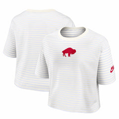 Buffalo Bills Women's Striped Cropped T-Shirt White/Cream