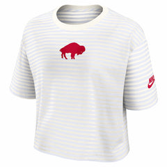 Buffalo Bills Women's Striped Cropped T-Shirt White/Cream