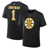NHL Jeremy Swayman Boston Bruins Fanatics Authentic Stack Name & Number T-Shirt - Black