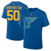 NHL Jordan Binnington St. Louis Blues Fanatics Authentic Stack Name & Number T-Shirt - Blue