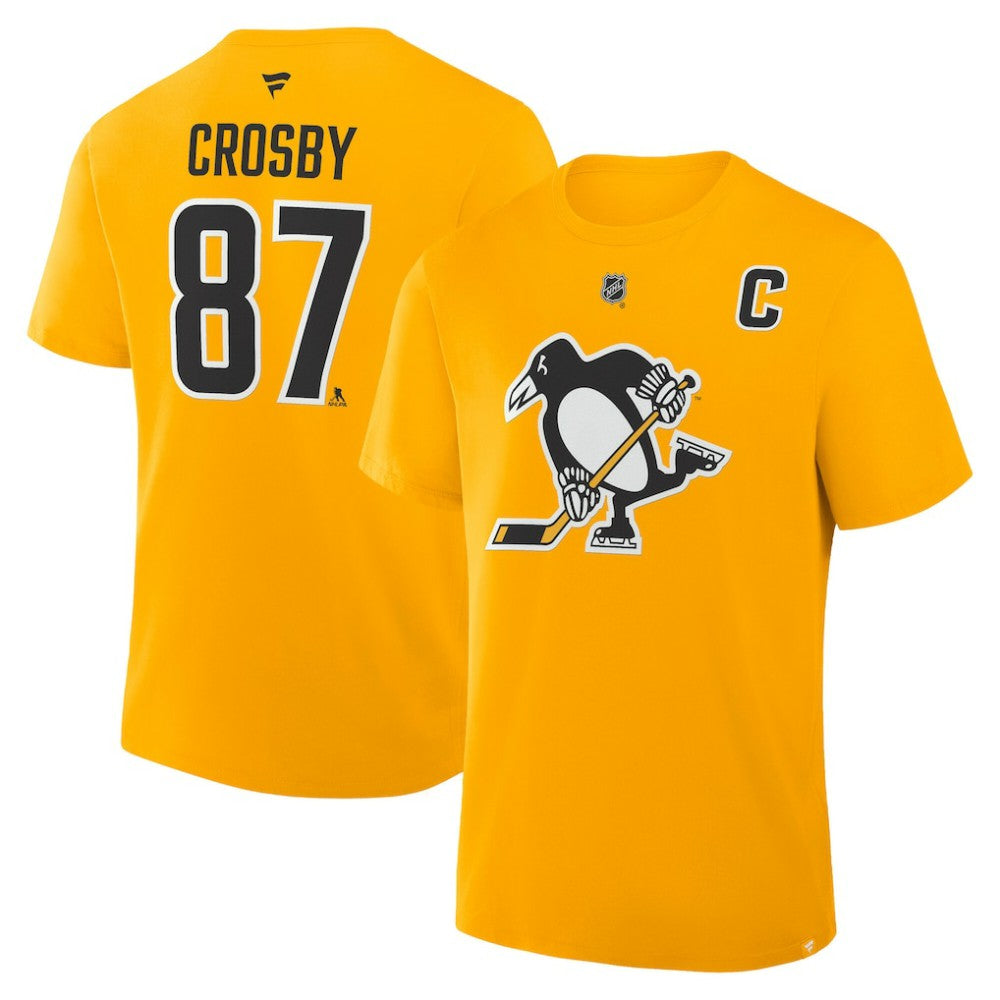 NHL Sidney Crosby Pittsburgh Penguins Fanatics Authentic Stack Name & Number T-Shirt - Gold