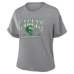 Philadelphia Eagles Women's Overplayed Tribute Tri-Blend Boxy T-Shirt Heather Gray