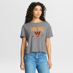Washington Commanders Women's Overplayed Tribute Tri-Blend Boxy T-Shirt Heather Gray