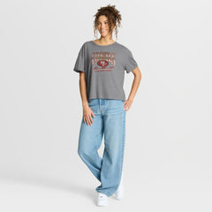 San Francisco 49ers Women's Overplayed Tribute Tri-Blend Boxy T-Shirt Heather Gray