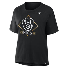 Milwaukee Brewers Fanatics Women's 2025 National League Division Series Champions Locker Room T-Shirt - Black T-shirts