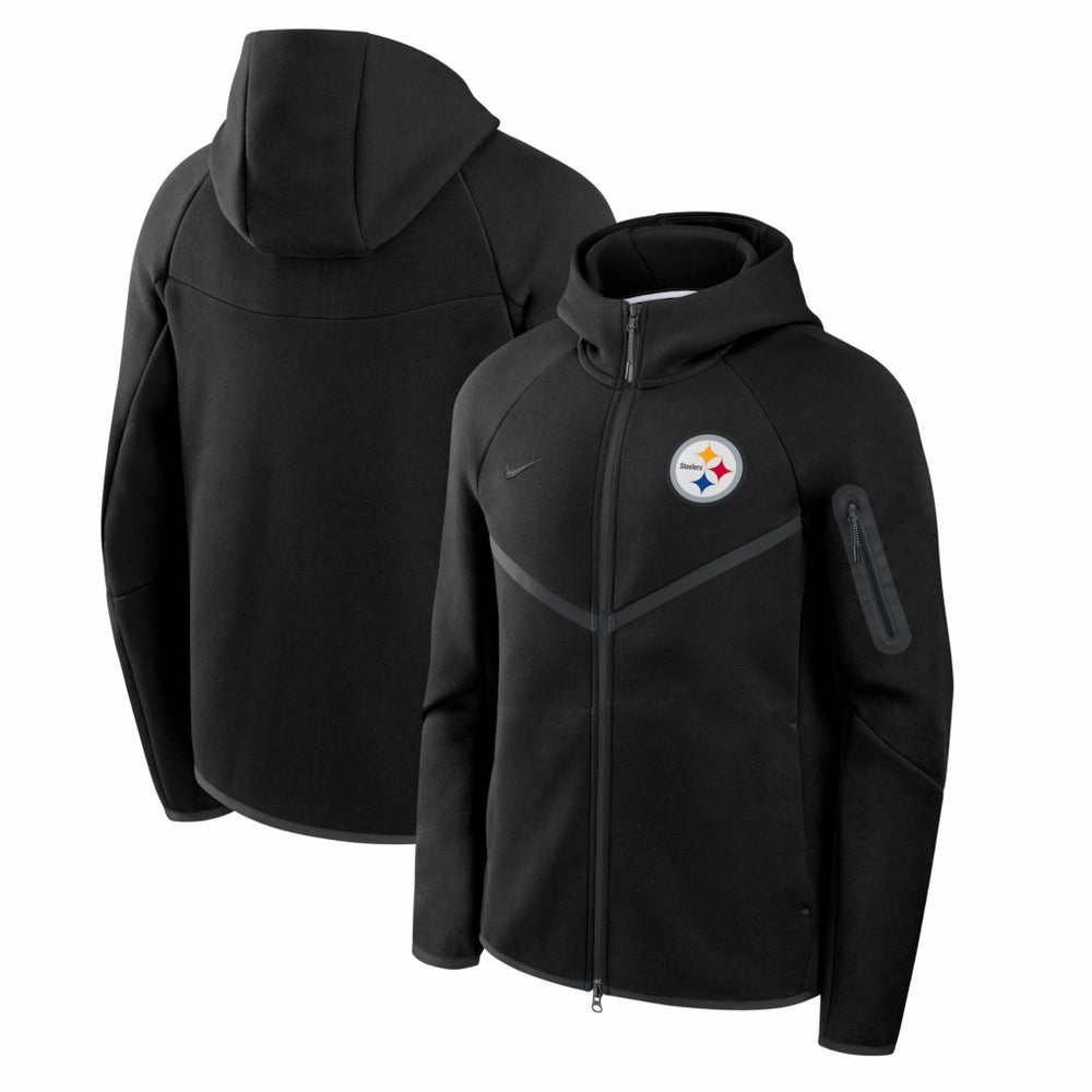 Pittsburgh Steelers Tech Fleece Raglan Full-Zip Windrunner Hoodie Black
