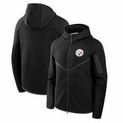 Pittsburgh Steelers Tech Fleece Raglan Full-Zip Windrunner Hoodie Black