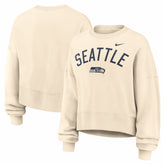 Seattle Seahawks Women's Oversized High Hip Legacy Arch Phoenix Fleece Sweatshirt Natural