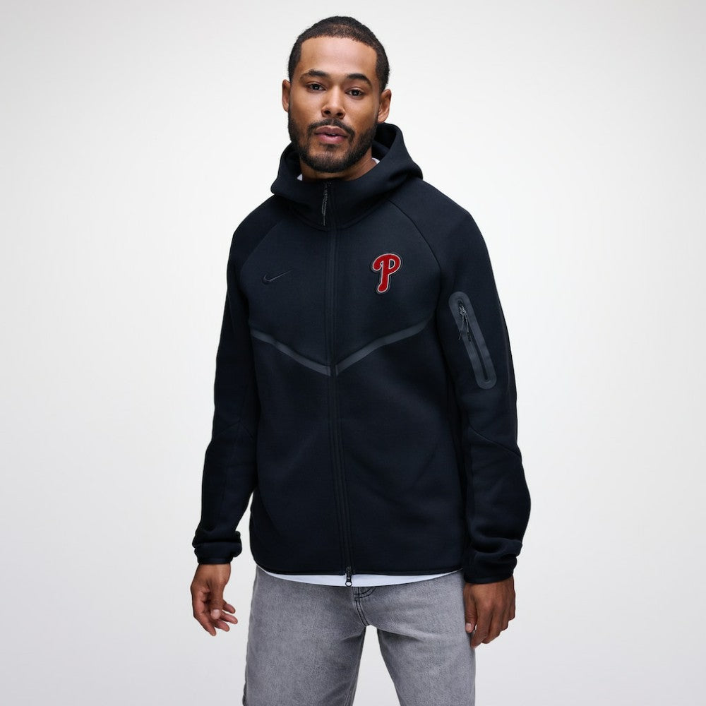 Philadelphia Phillies Nike Tech Fleece Raglan Full-Zip Windrunner Hoodie - Black Hoodies