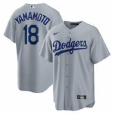 MLB Yoshinobu Yamamoto Los Angeles Dodgers Nike Road Replica Jersey - Gray