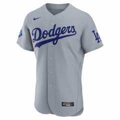 MLB Los Angeles Dodgers Nike Road Sponsor Patch Authentic Jersey - Gray