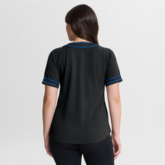 Los Angeles Dodgers Fanatics Women's Diva Race Ahead Raglan V-Neck T-Shirt - Black T-shirts