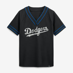 Los Angeles Dodgers Fanatics Women's Diva Race Ahead Raglan V-Neck T-Shirt - Black T-shirts