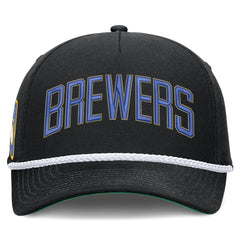 Milwaukee Brewers Nike Cooperstown Collection Rise Adjustable Hat - Black Hats