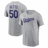 Mookie Betts Los Angeles Dodgers Nike Name & Number T-Shirt - Heather Gray T-shirts