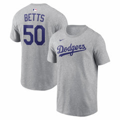 Mookie Betts Los Angeles Dodgers Nike Name & Number T-Shirt - Heather Gray T-shirts