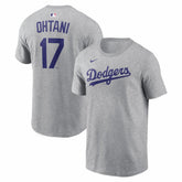 Shohei Ohtani Los Angeles Dodgers Nike Name & Number T-Shirt - Heather Gray T-shirts