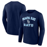 Tampa Bay Rays Logo Athletic Heart & Soul Long Sleeve T-Shirt - Navy T-shirts