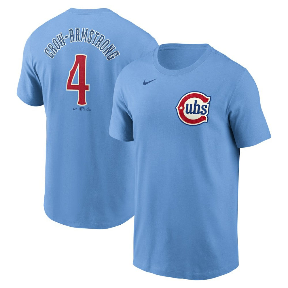 Pete Crow-Armstrong Chicago Cubs Nike Fuse Name & Number T-Shirt - Light Blue T-shirts