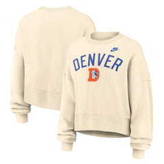 Denver Broncos Women's Oversized High Hip Legacy Arch Phoenix Fleece Sweatshirt Natural