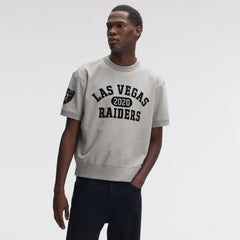 Las Vegas Raiders IconicFleece Short Sleeve Sweatshirt Heather Gray