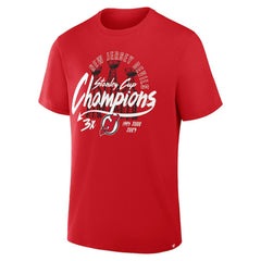 NHL New Jersey Devils Fanatics 3x Stanley Cup Champions T-Shirt - Red