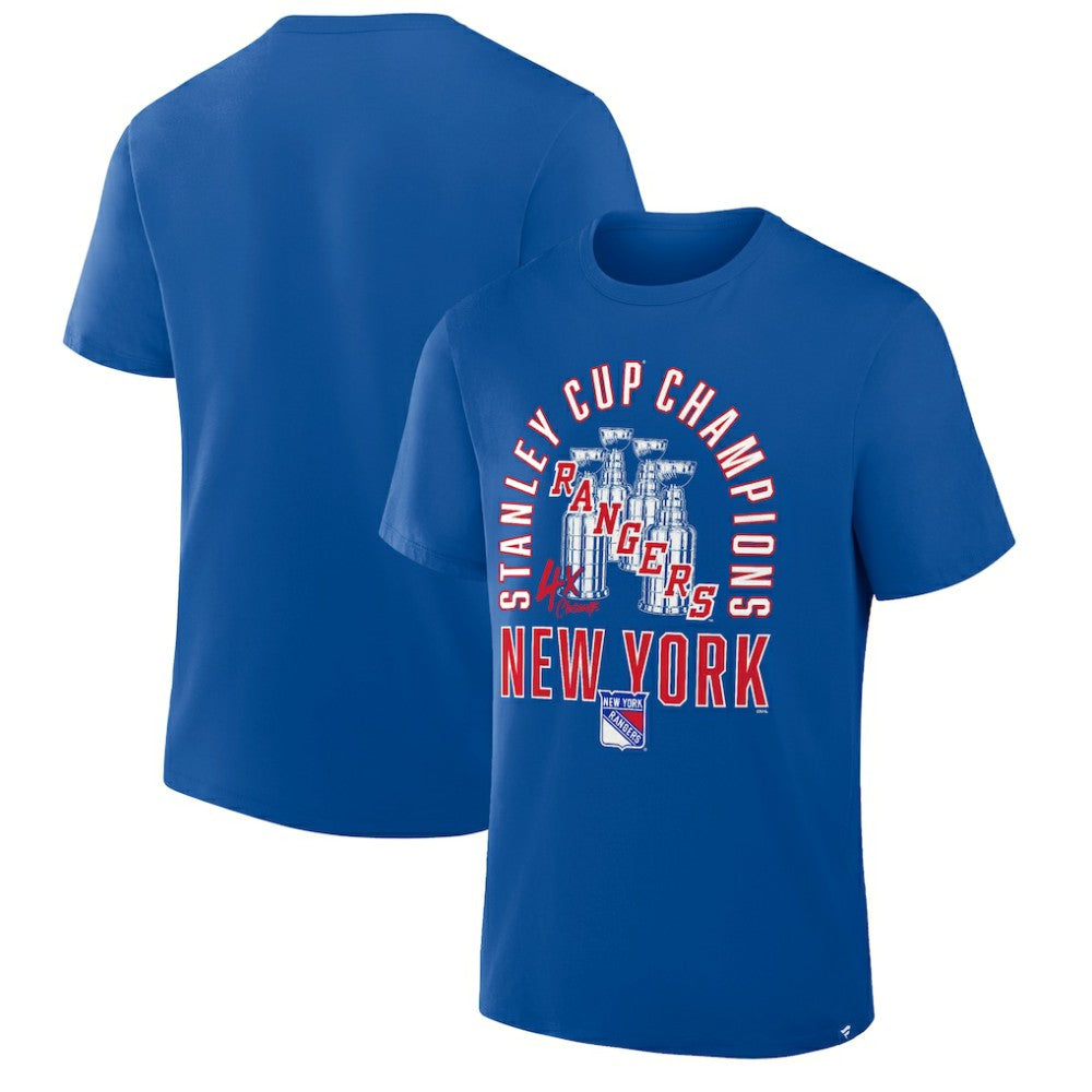 NHL New York Rangers Fanatics 4x Stanley Cup Champions T-Shirt - Blue