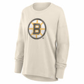 NHL Boston Bruins Fanatics Women's Distressed Logo Long Sleeve T-Shirt - Cream