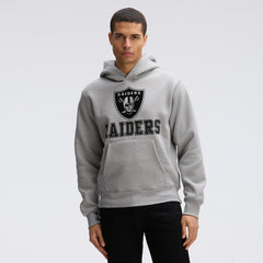 Las Vegas Raiders IconicFleece Flocked Hoodie Heather Gray