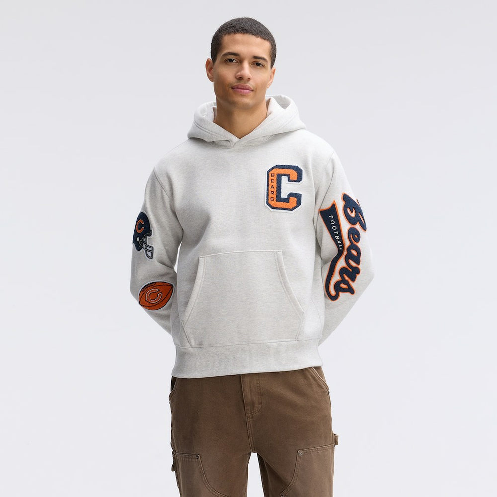 Chicago Bears IconicFleece Letterman Hoodie Heather Gray