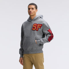 San Francisco 49ers IconicFleece Letterman Hoodie Athletic Heather Gray