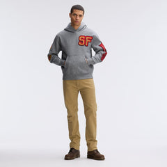 San Francisco 49ers IconicFleece Letterman Hoodie Athletic Heather Gray