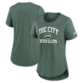 New York Jets Women's The City Never Sleeps Tri-Blend T-Shirt Heather Green