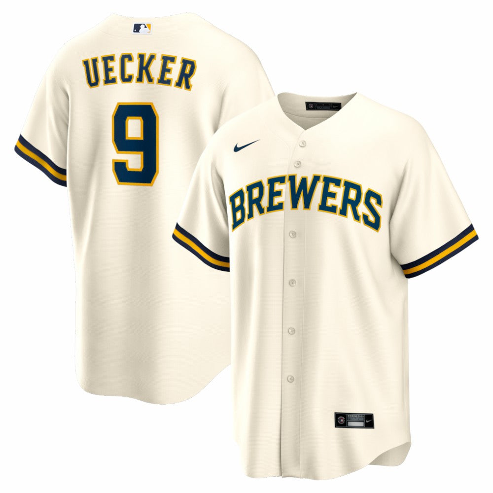 MLB Bob Uecker Milwaukee Brewers Nike Home Retired Player Replica Jersey - Cream